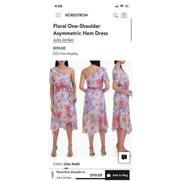 Floral One-Shoulder Asymmetric Hem Dress Julia Jordan NWT Sz 12 Women’s - Picture 3 of 6